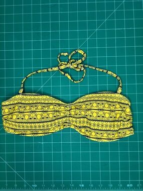 Ripzone Yellow Geometric Aztec Bandeau Bikini Top Removable Halter Swimwear